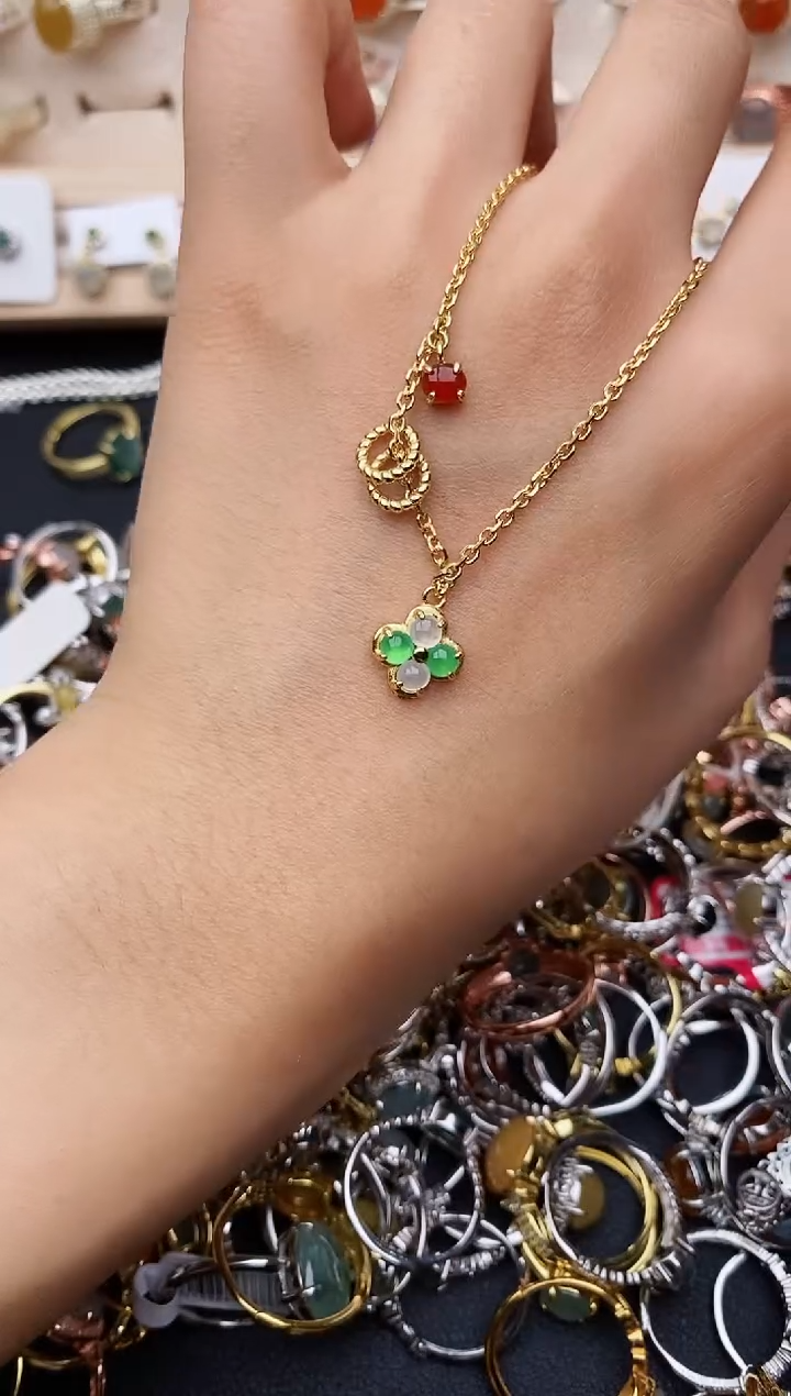 【闪购商品】翡翠颈饰银S925镶嵌缅甸翡翠