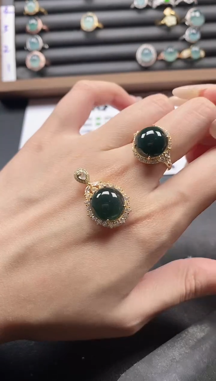 银S925镶嵌戒指翡翠51151