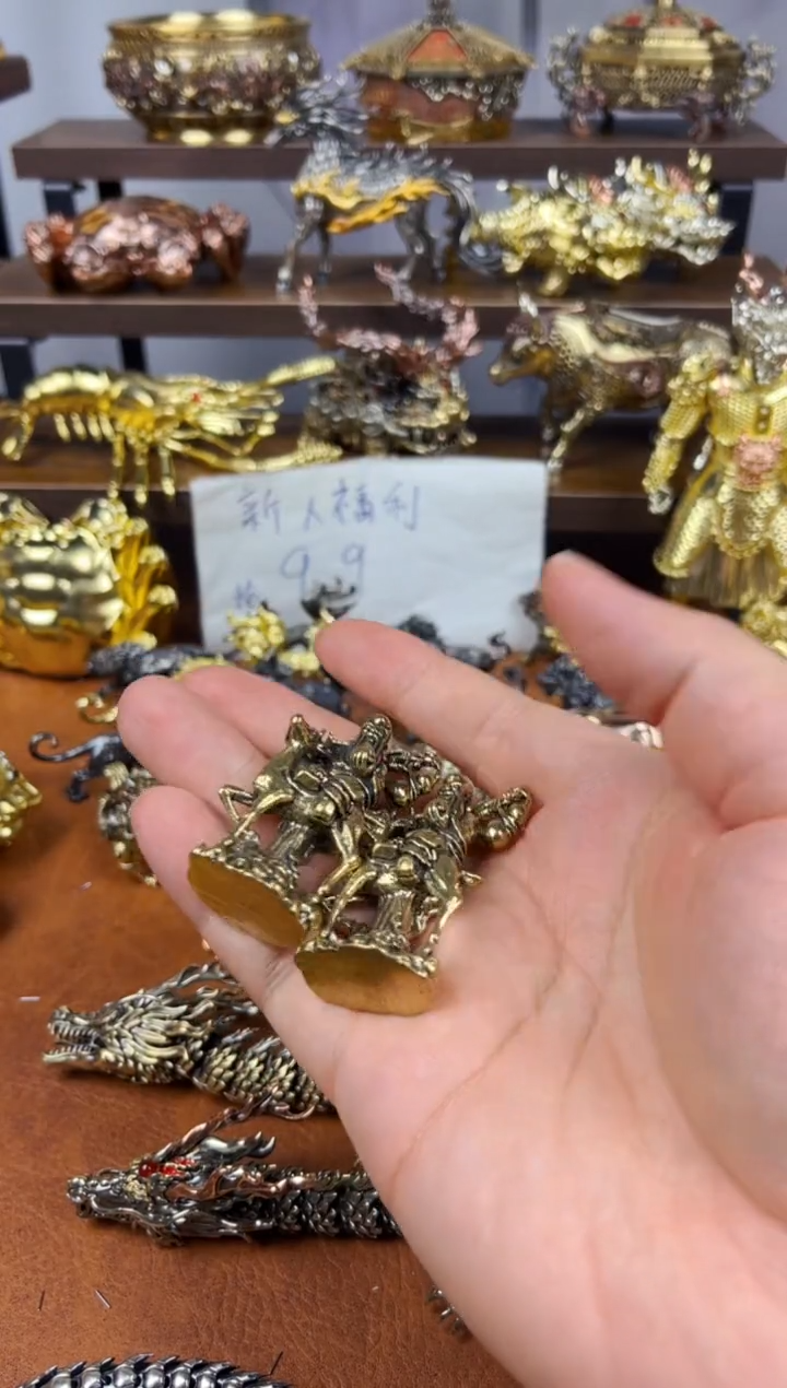 骑鹿寿星黄铜摆件实心