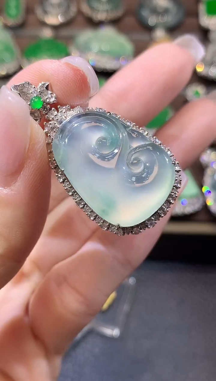 翡翠18K金镶嵌吊坠(不含链)D20