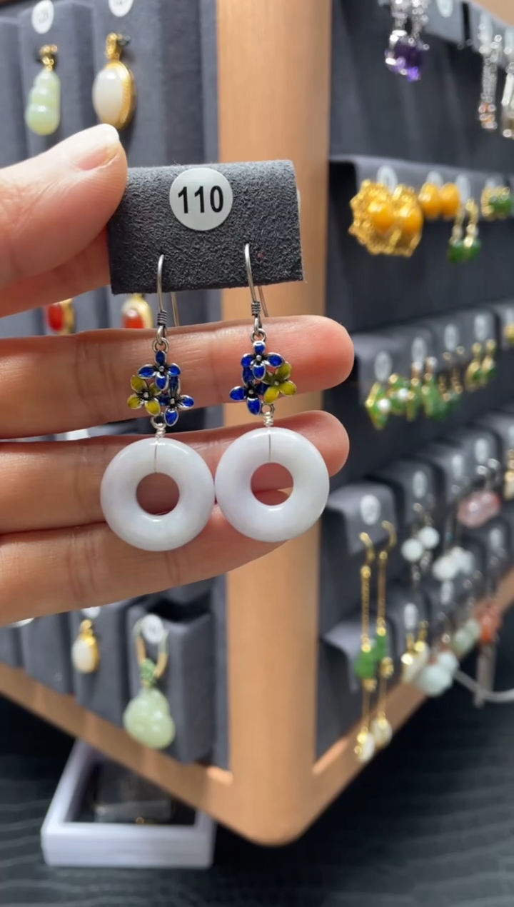 【闪购商品】翡翠耳饰银S925镶嵌0110