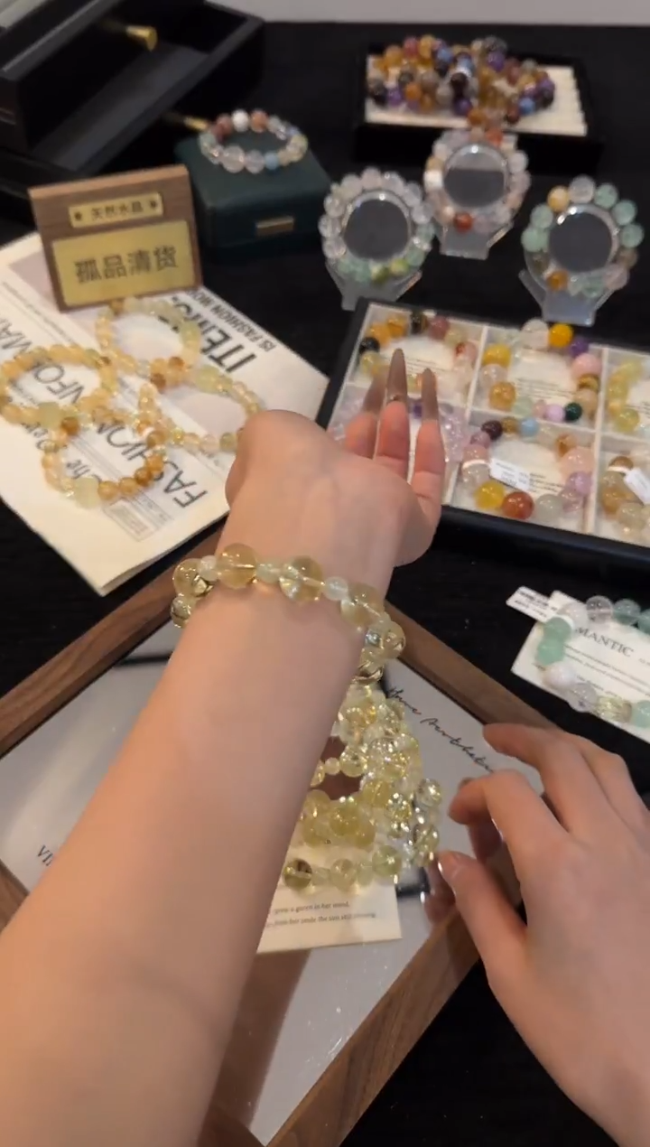 合金手链水晶黄水晶隔珠葡萄石手链x3349