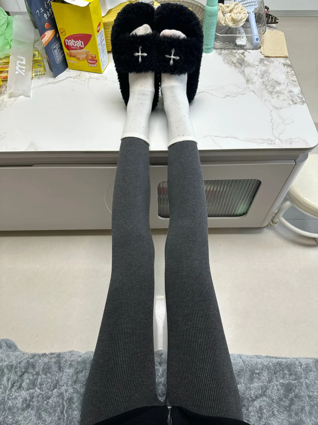 2025新款纯色细条纹显瘦打底裤秋冬外穿加厚打底袜MIU系风穿搭