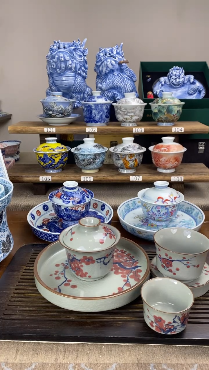 【闪购商品】手绘 梅花老陶泥五件套