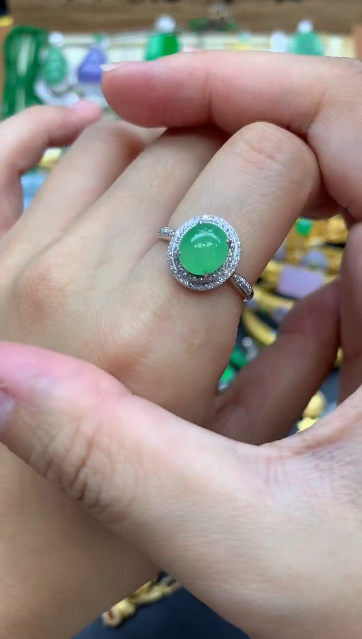翡翠戒指18K金镶嵌360-中国好珍宝