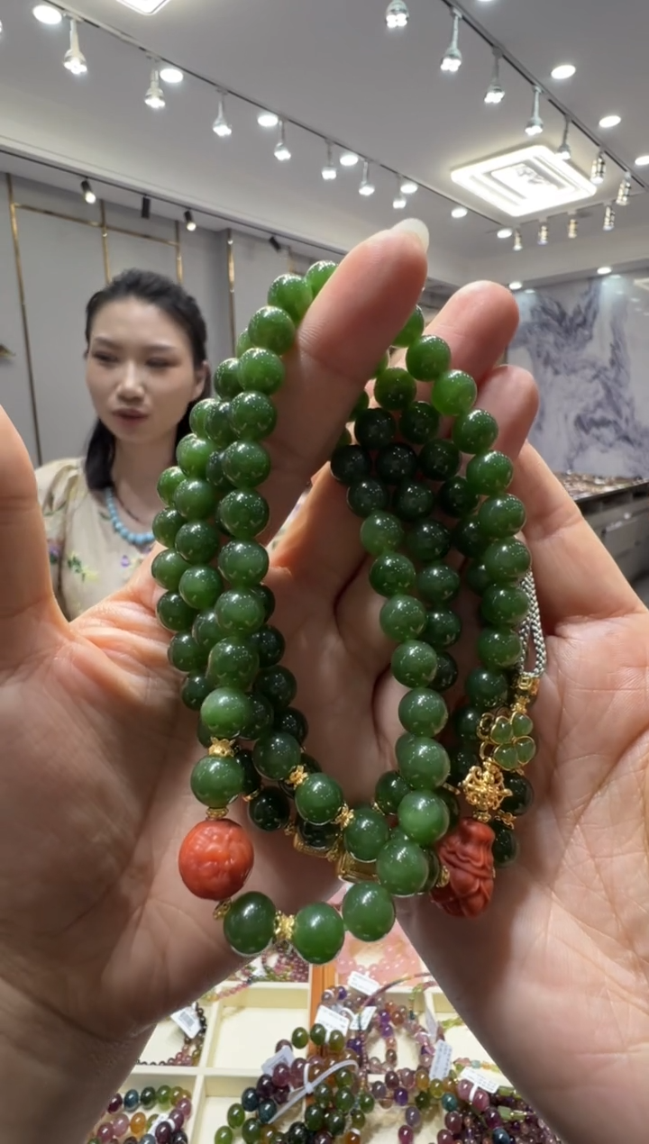 和田玉未镶嵌颈饰可塘彩宝之都碧玉8mm