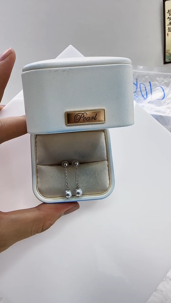 【闪购商品】海水珍珠DA银S925镶嵌c1506 灰珠耳环6