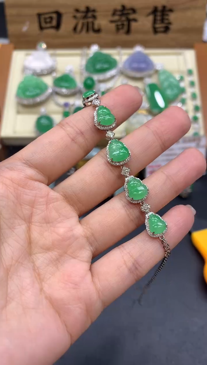 【闪购商品】翡翠手链18K金镶嵌650-中国好珍宝