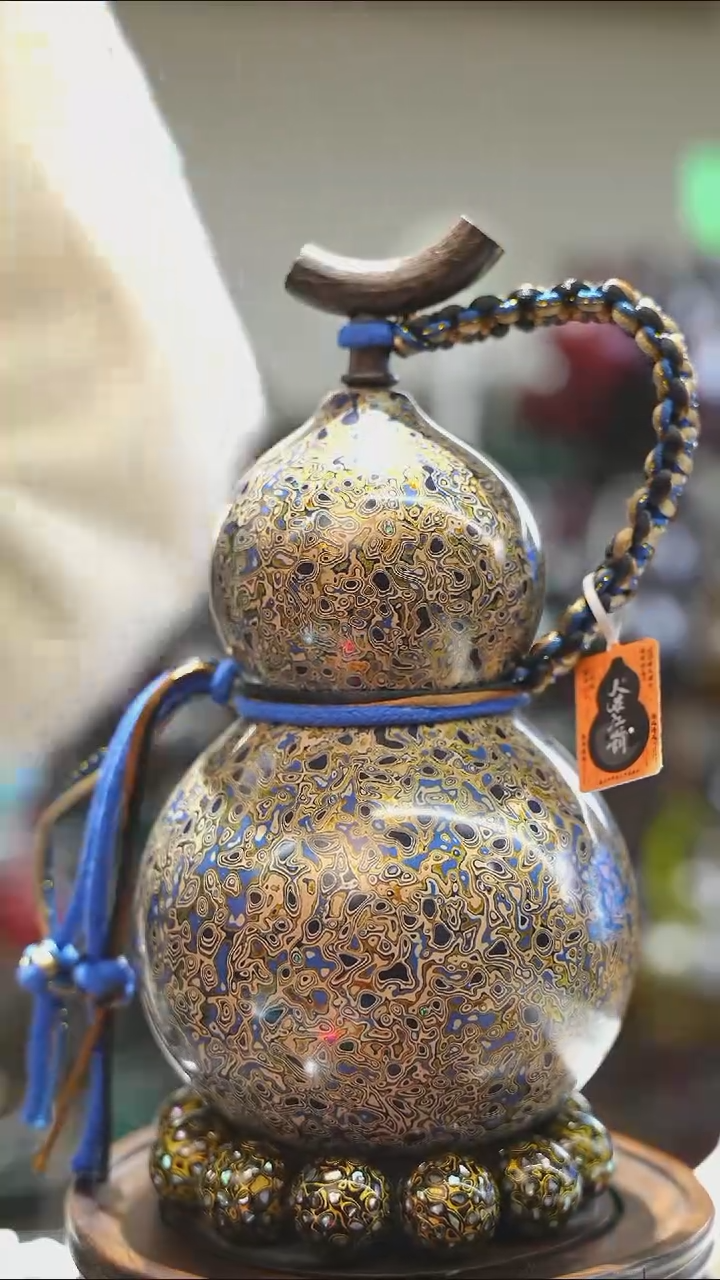 【闪购商品】WU263漆艺酒葫芦不包手串及旋转底座