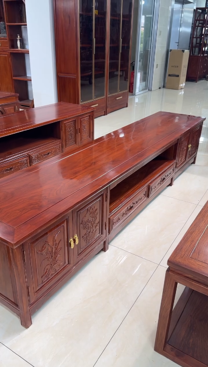 花梨木类家具佑*吉刺猬紫檀电视柜238*48*48四门两抽