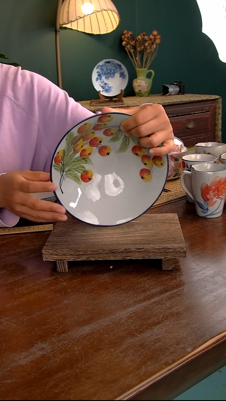 瓷片8寸斗笠深盘-枇杷