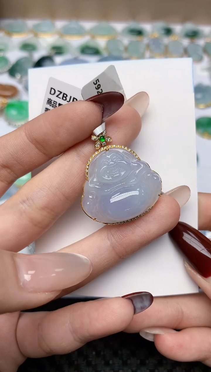 【闪购商品】翡翠颈饰18K金镶嵌天然翡翠a货1