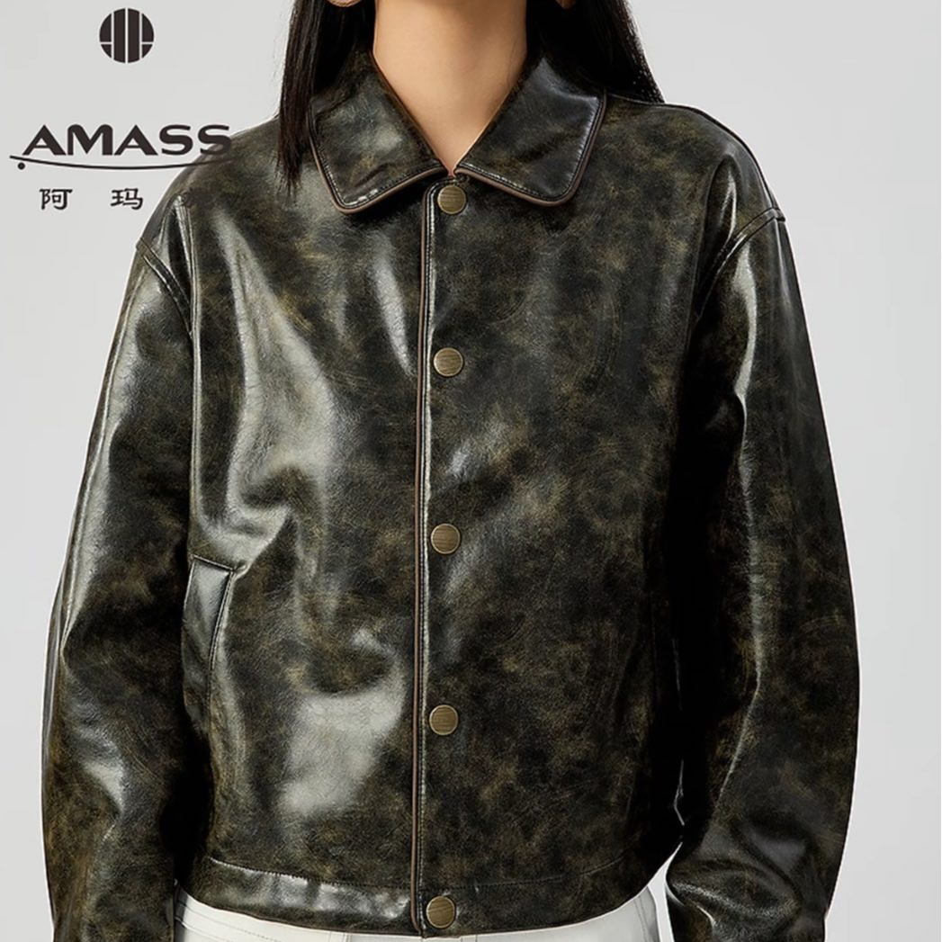 AMASS/阿玛施秋季新品女时髦休闲潮流百搭朋克短款夹克外套540026
