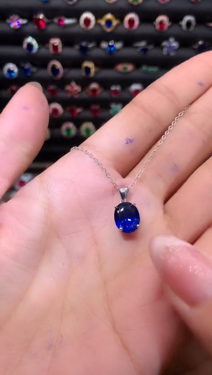 【闪购商品】蓝宝石吊坠(赠链)银S925镶嵌8.10