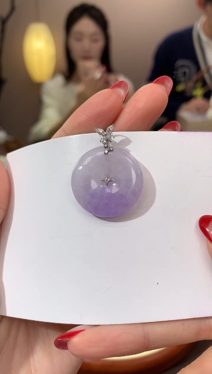 【闪购商品】翡翠颈饰18K金镶嵌天然缅甸a货翡翠