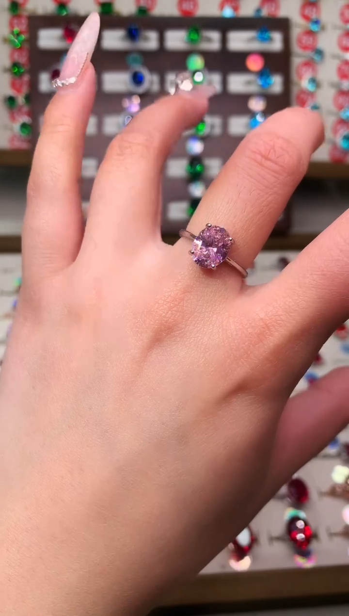 戒指蓝宝石银S925镶嵌8*10 银托