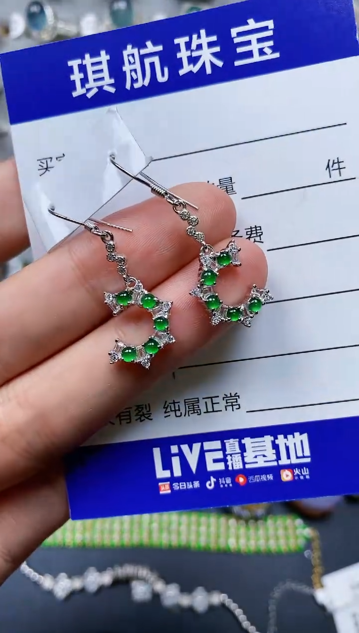 【闪购商品】翡翠耳饰银S925镶嵌0281