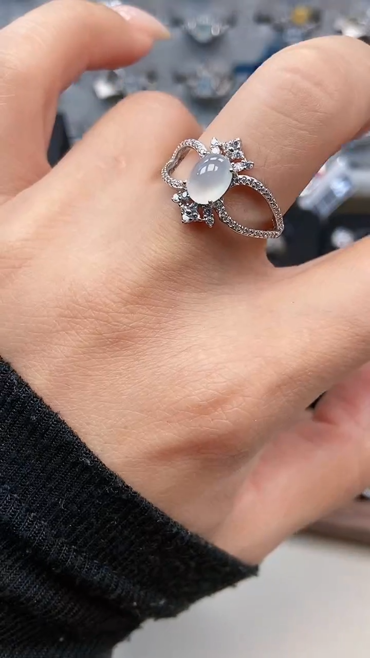 银S925镶嵌戒指翡翠6893