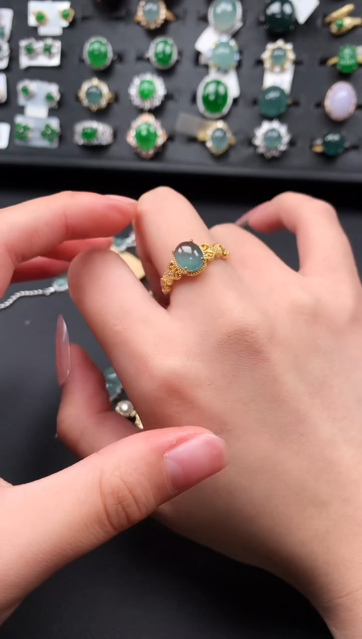 【闪购商品】翡翠戒指银S925镶嵌52141