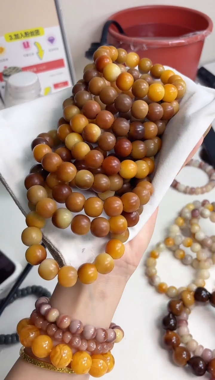 手串菩提根/象牙果沐a23橙黄橘绿时干磨苹果12*13mm手串随机