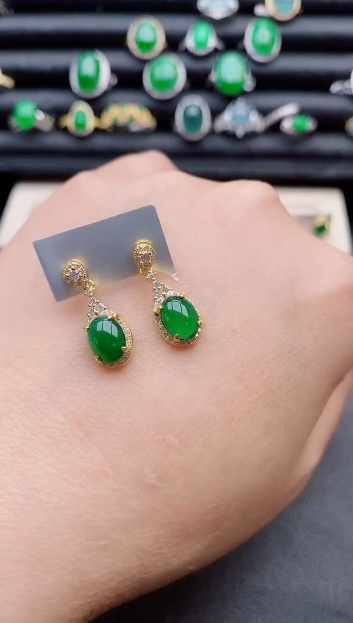 【闪购商品】翡翠耳饰银S925镶嵌321321