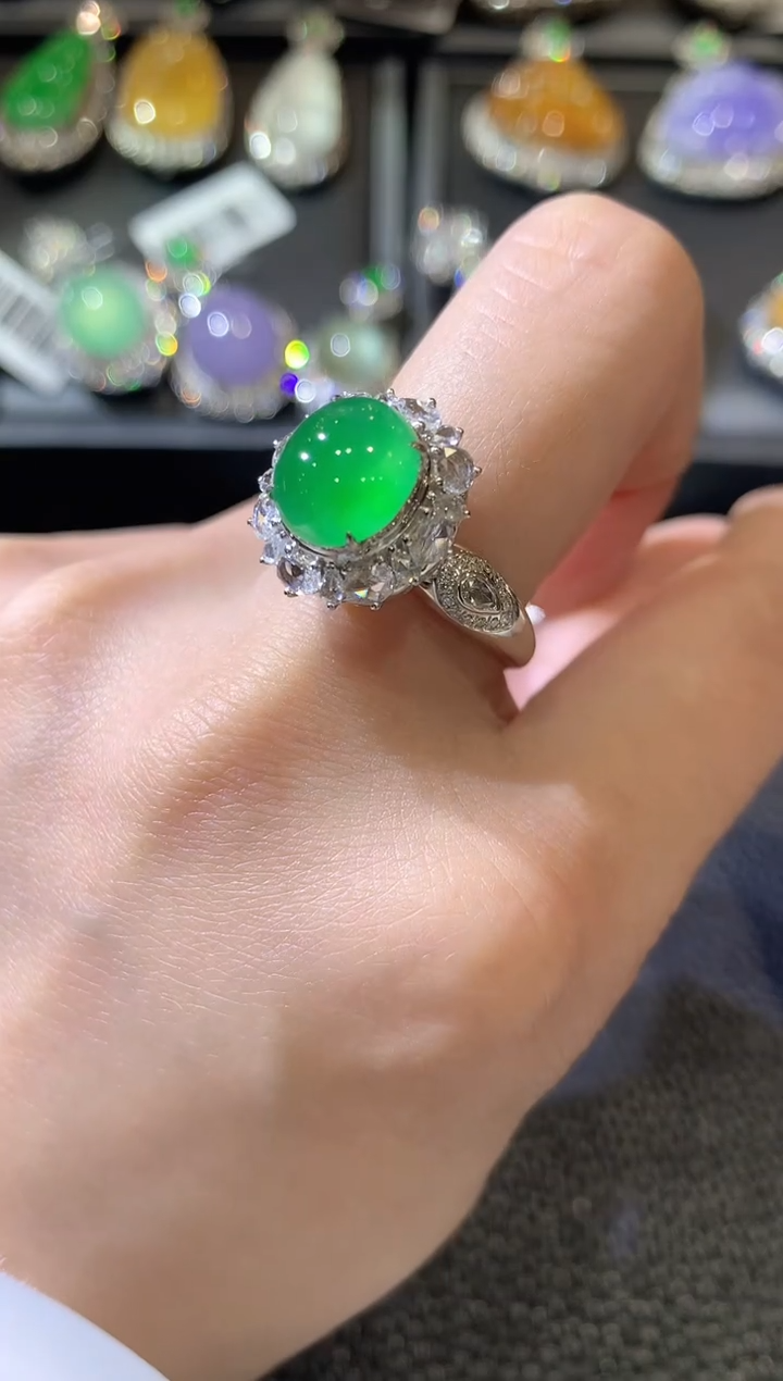 【闪购商品】翡翠戒指18K金镶嵌D180翡翠