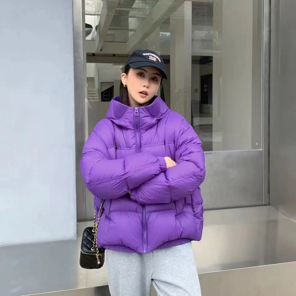 （缺货勿拍）保暖短款连帽短款女士时尚休闲情侣女款百搭宽薄紫色