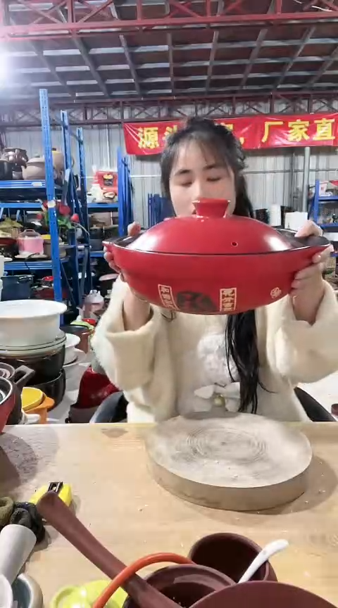 陶瑕疵红色福宝带盖不圆孤品