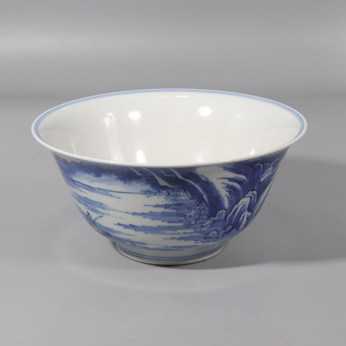 青花山水纹碗    H407-205