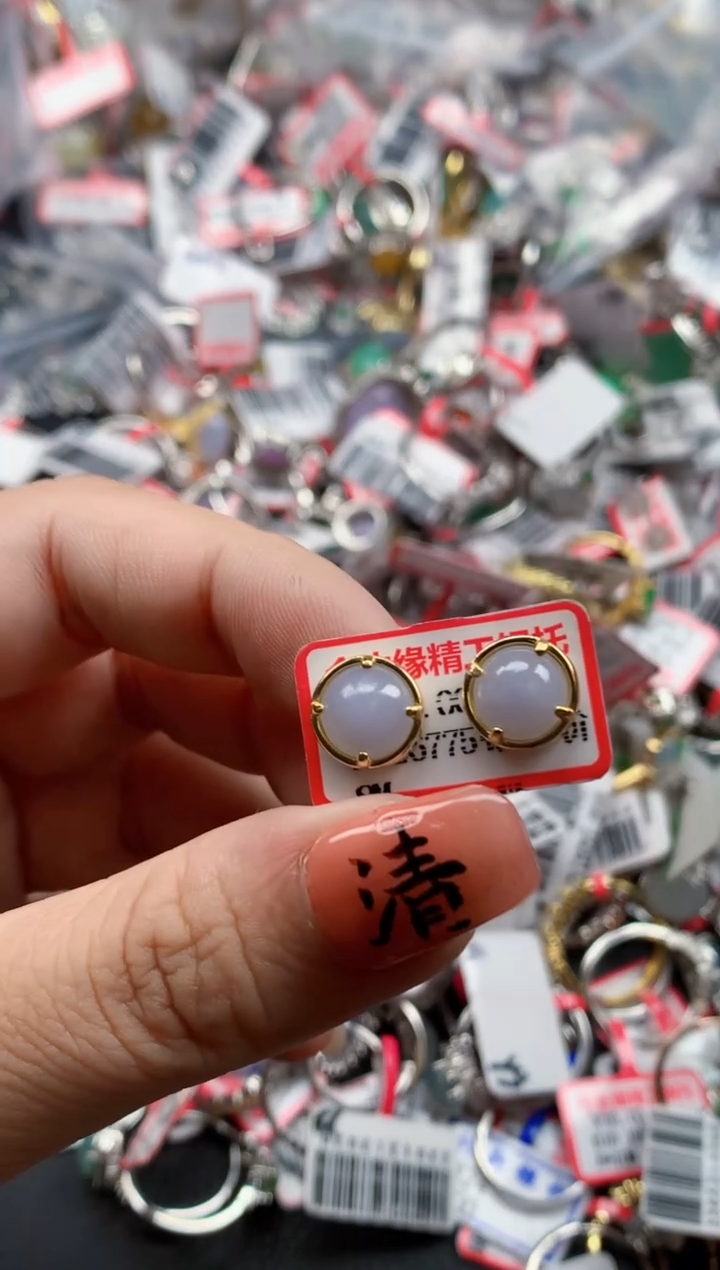 银S925镶嵌戒指翡翠天然A货缅甸翡翠