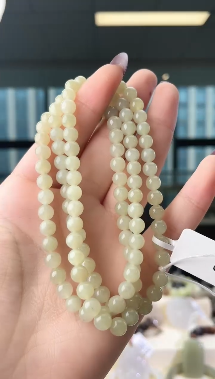 未镶嵌手串和田玉晴水108珠链 xp