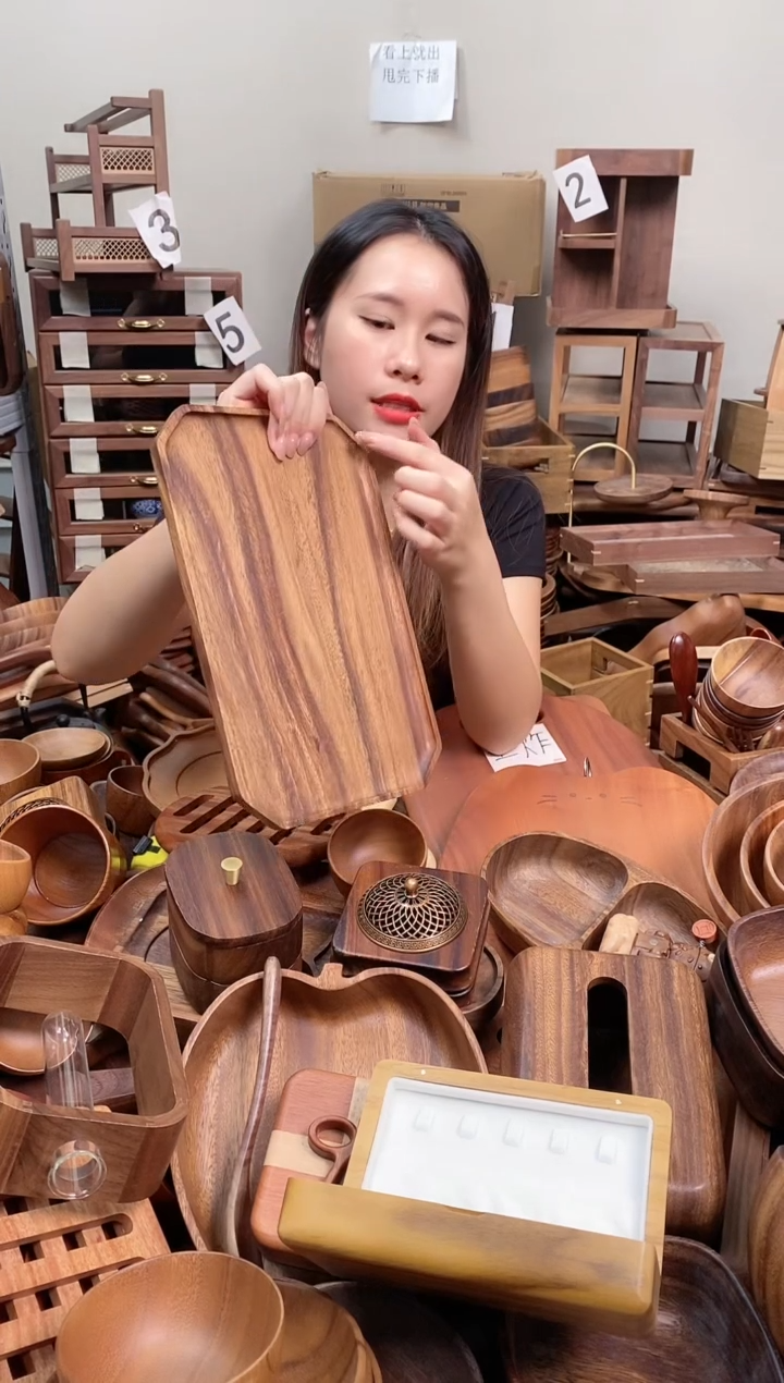 木  南美胡桃木长方八角盘30*20*2cm 整木