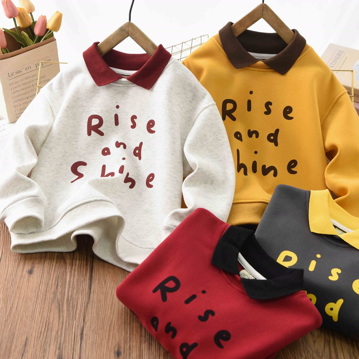 翻领字母印花加绒儿童卫衣男童宝宝中小童洋气冬款衣服童装85853