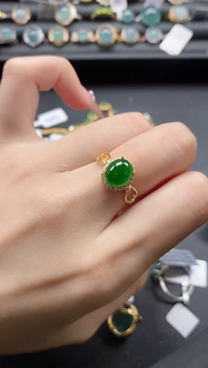 【闪购商品】翡翠戒指银S925镶嵌11111