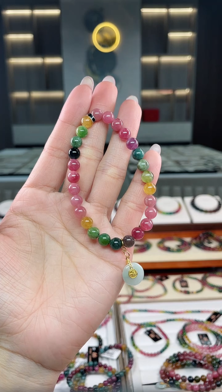 未镶嵌老矿碧玺单圈手串7mm+碧玺（多样性发一条）T