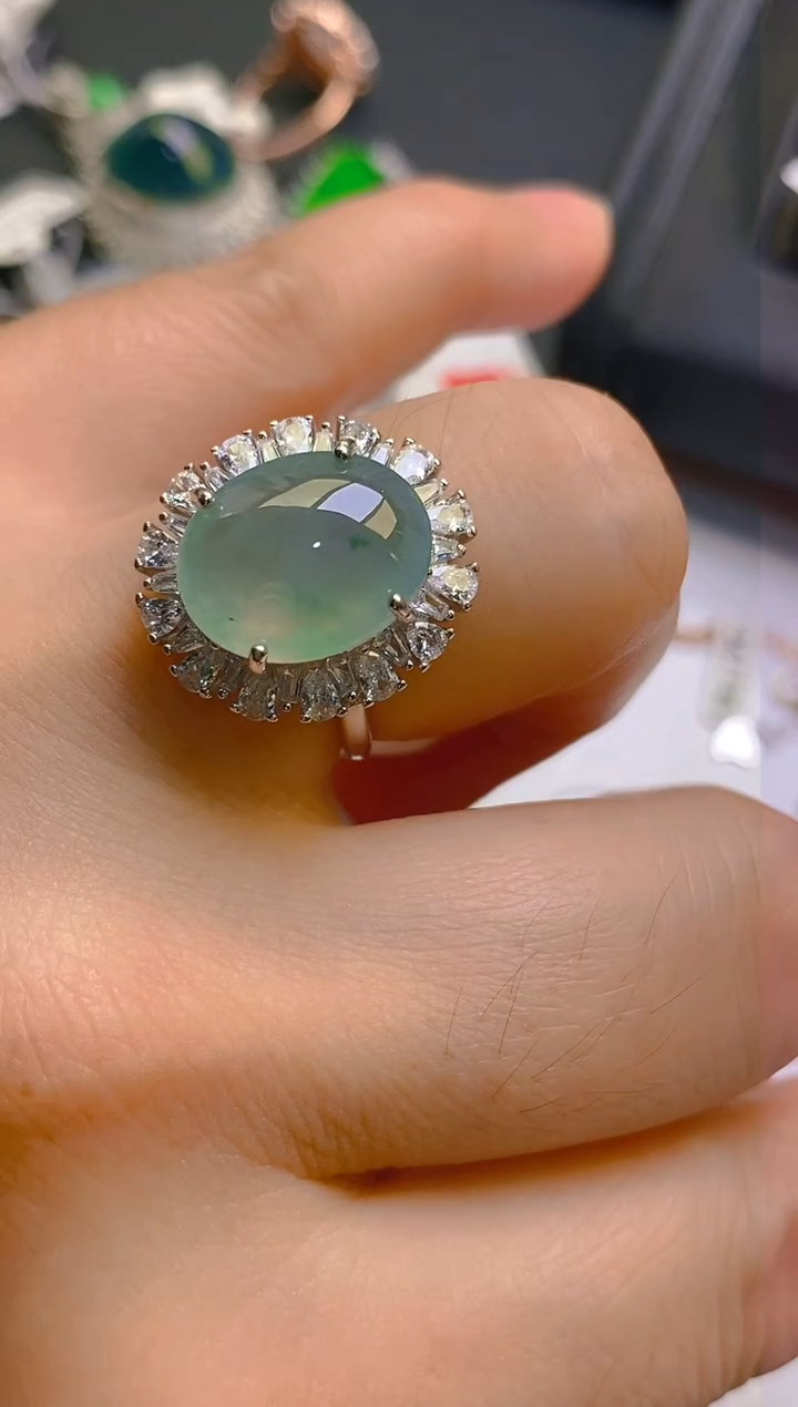 【闪购商品】翡翠耳饰银S925镶嵌天然A货翡翠1