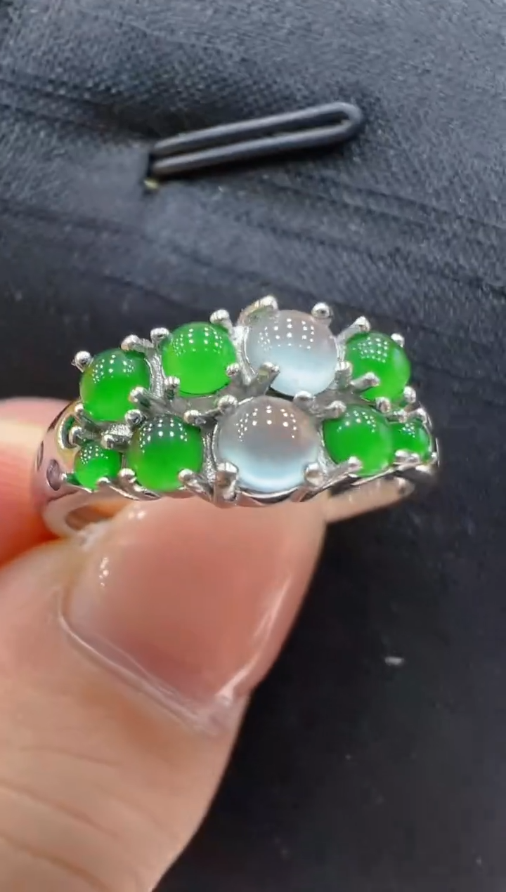 翡翠戒指银S925镶嵌多样性团购发一件