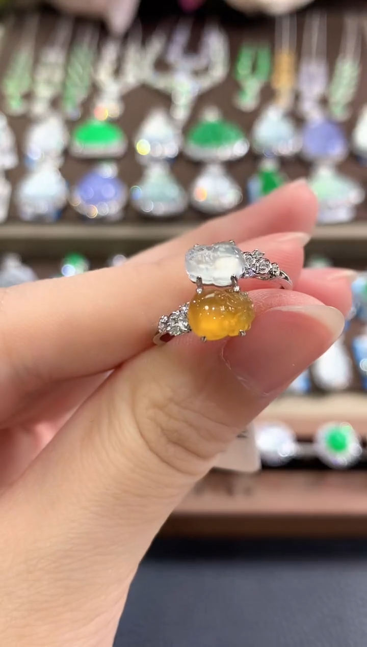 18K金镶嵌戒指翡翠b75多样性一件发货