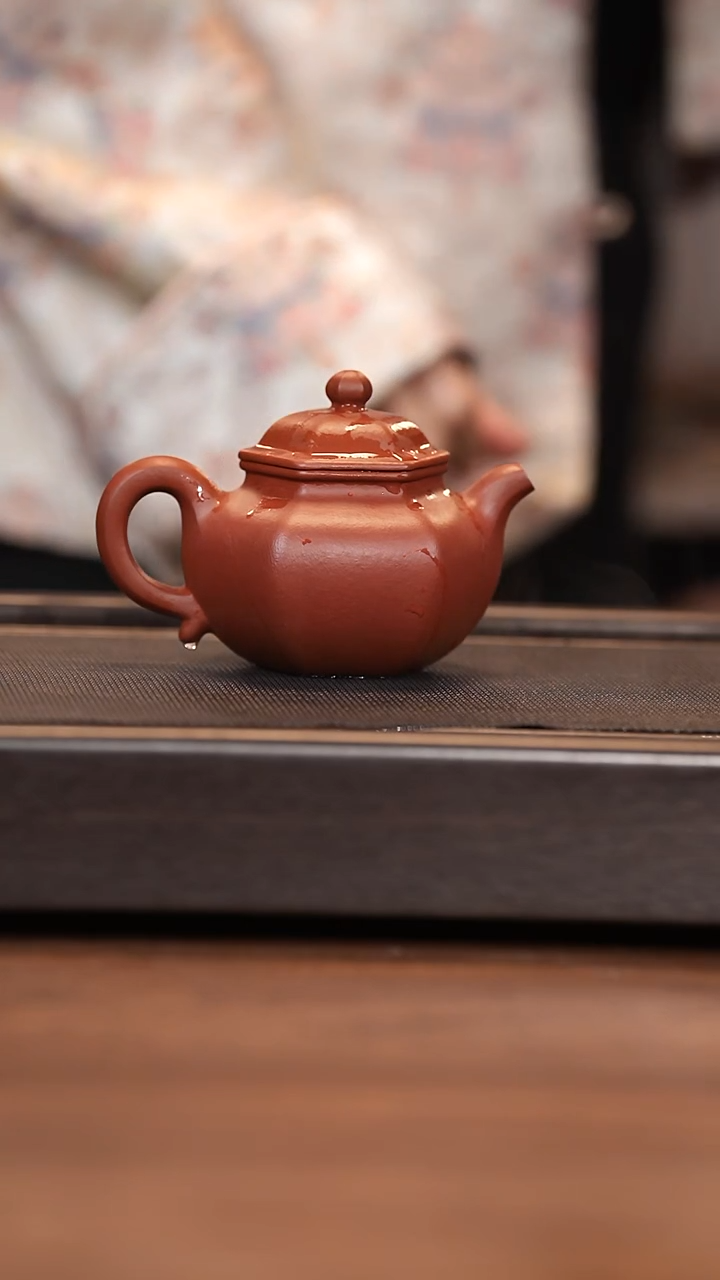 茶壶紫砂月亮紫砂 朱泥六方