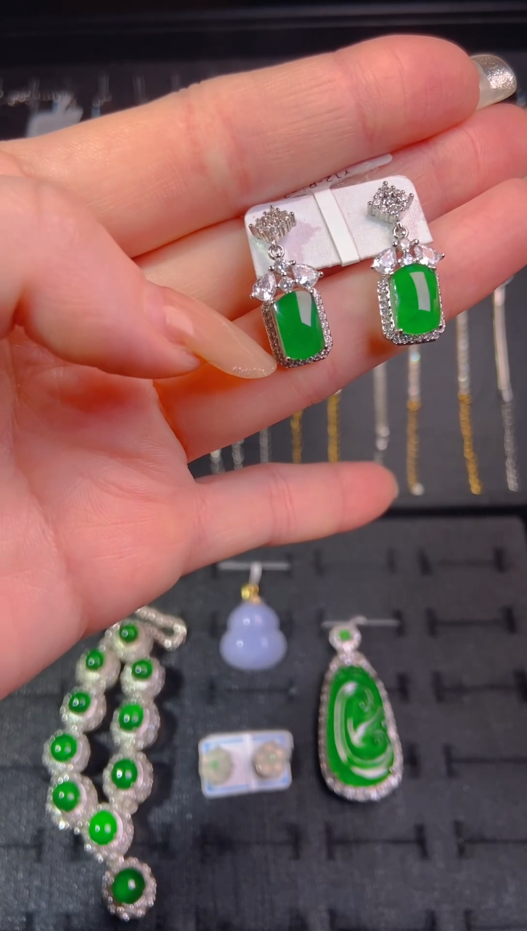 【闪购商品】翡翠耳饰未镶嵌天然翡翠A货34