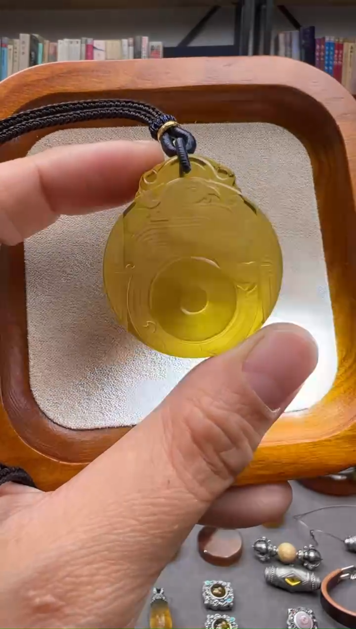 【闪购商品】琥珀颈饰未镶嵌仿古凤凰吊坠