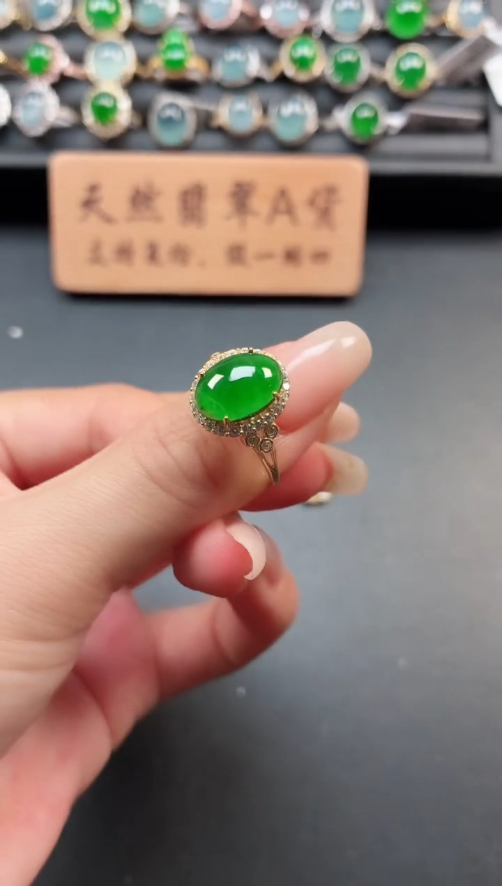 银S925镶嵌戒指翡翠1