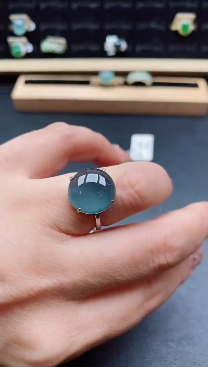 银S925镶嵌戒指翡翠1