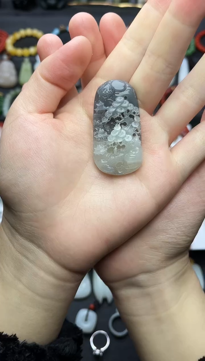 颈饰未镶嵌和田玉山水06