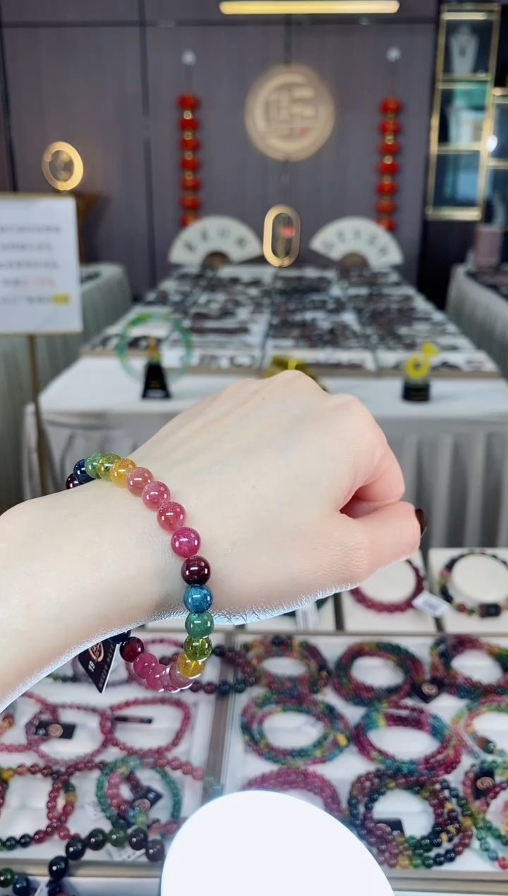 未镶嵌老矿碧玺单圈手串7mm+碧玺dan多样性发货一条