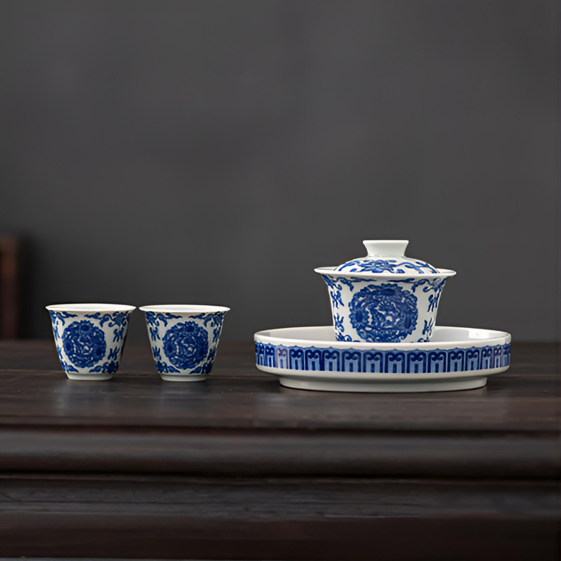 斗彩盖碗复古陶瓷中式主人杯釉里红缠枝小号瓷盖碗大壶承茶盖碗