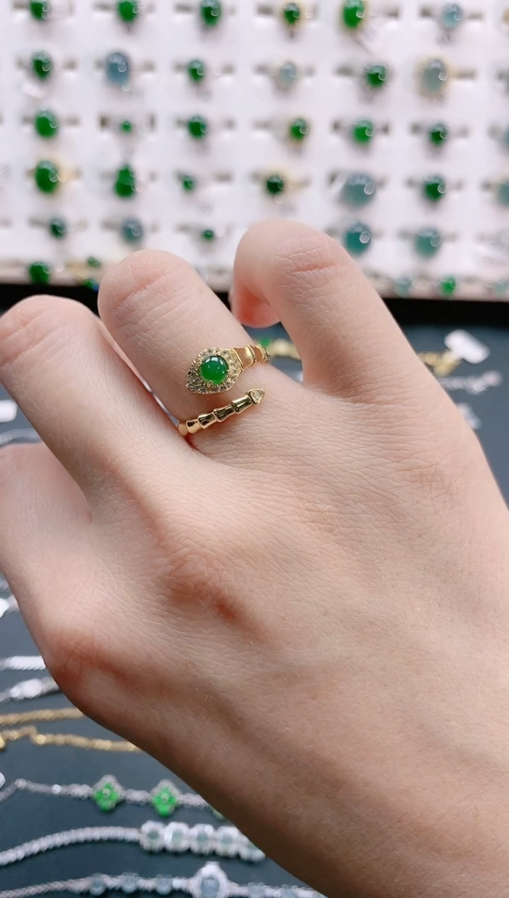 【闪购商品】翡翠戒指银S925镶嵌天然翡翠