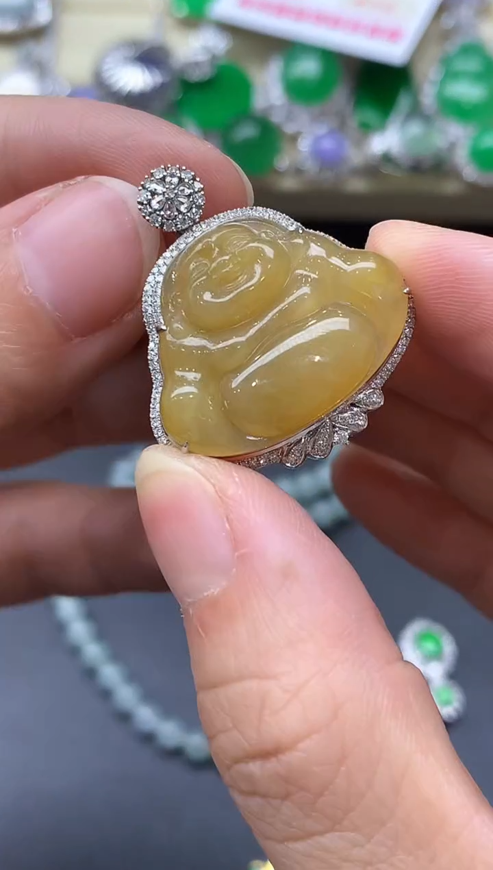 颈饰18K金镶嵌翡翠412-中国好珍宝