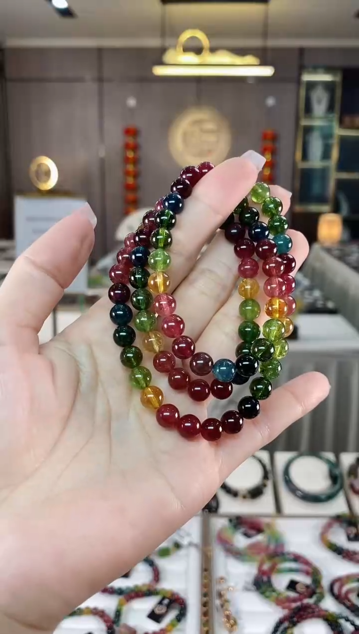 【闪购商品】碧玺三圈手串7mm+未镶嵌（多样性发一条）hon