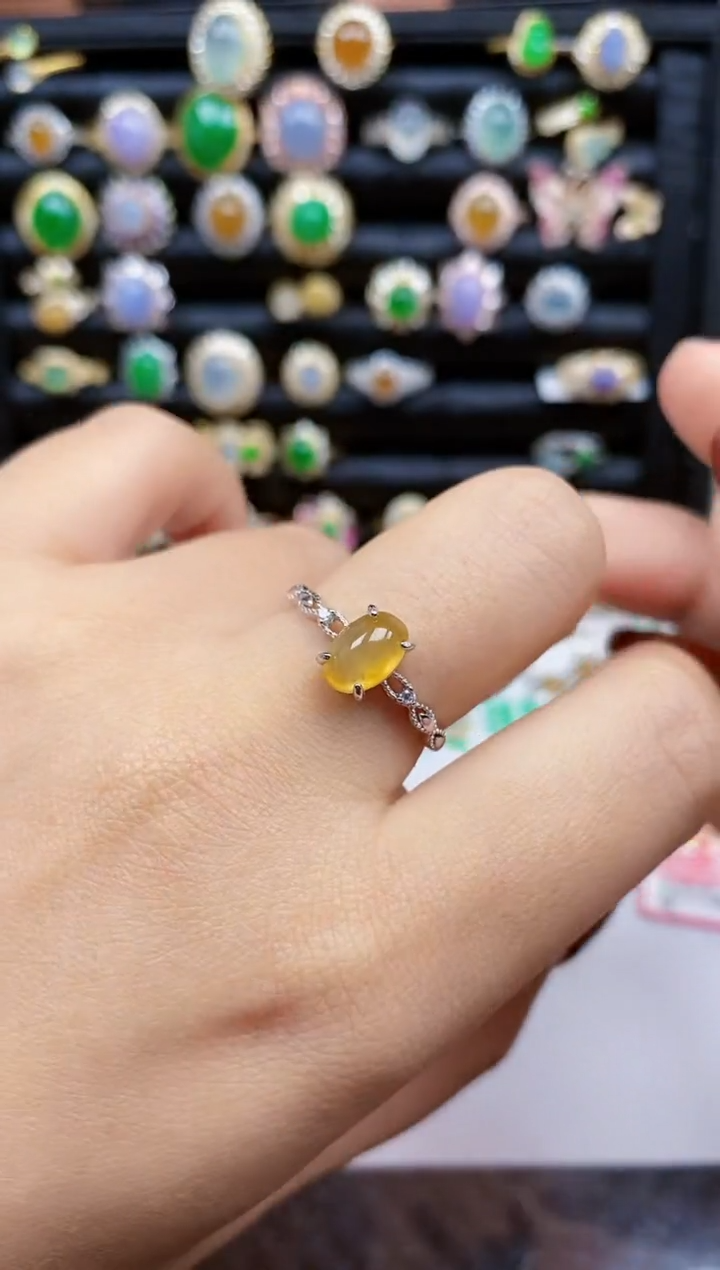 银S925镶嵌戒指翡翠5